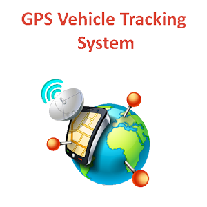 An illustration showing a GPS vehicle tracking system concept with a globe/Earth, satellite signals, mobile device screen with a map, and location markers in orange, depicting global positioning and tracking capabilities