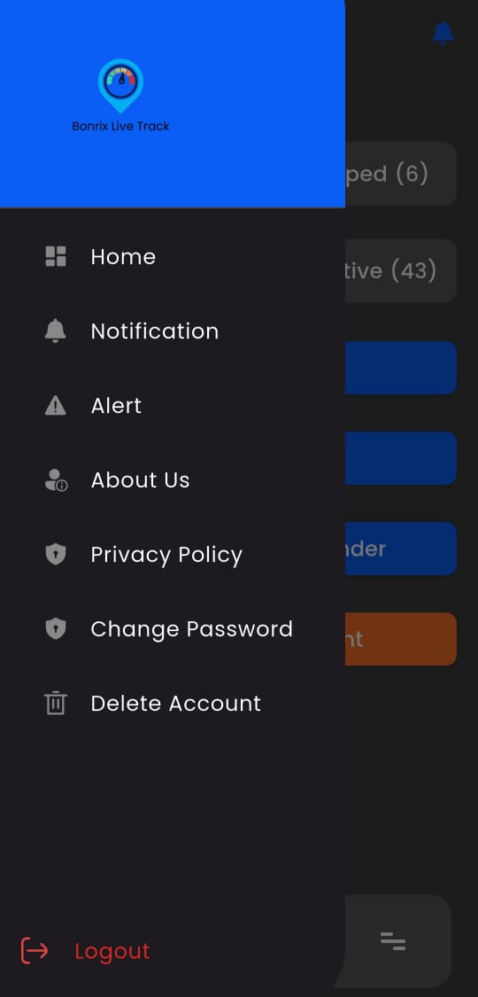 Bonrix Live Tracker Menu